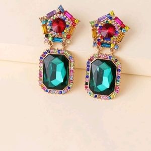 Rhinestones decor earrings